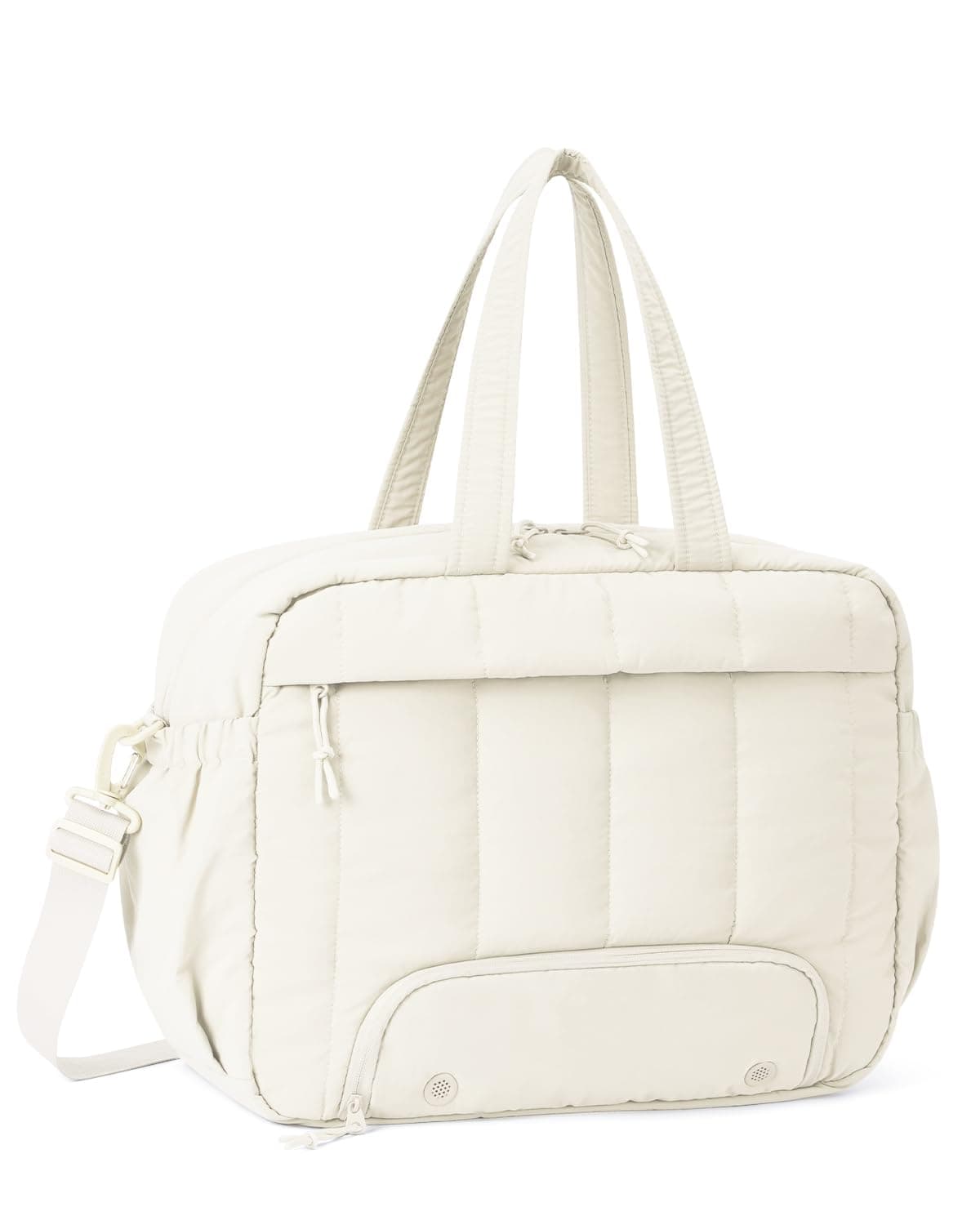 For Spirit Airlines Personal Item Bag 18x14x8 Puffer Travel Duffel Bag with Shoe Compartment Underseat Carry on Luggage Fit 15.6-Inch Laptop Gym Bag for Women Men (Beige)