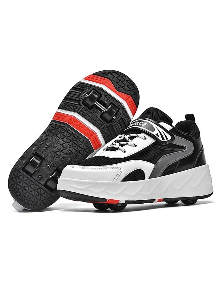 Kids Roller Skates Shoes 4 Wheels Roller Shoes Boys Girls Wheel Shoes Roller Sneakers Shoes for Beginner More Balanced