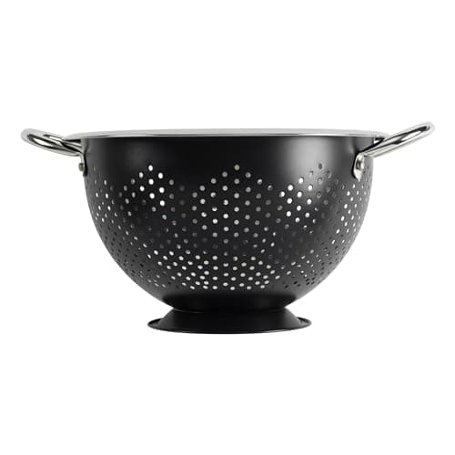 GoodCook Colander Premium Stainless Steel Construction with Handles and Elevated Pedestal Foot 5Quart Black
