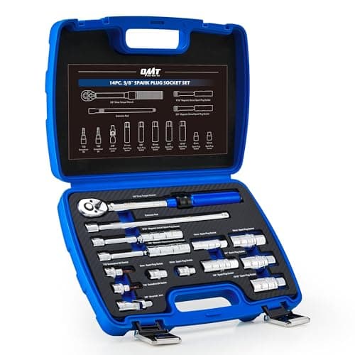 Orion Motor Tech 14pc Spark Plug Socket Set, 3/8 Inch Drive Magnetic Swivel Spark Plug Socket Set with Torque Wrench, Torque Bits, Universal Joint and Extension Bar, 5-45 ft.lb Spark Plug Removal Tool