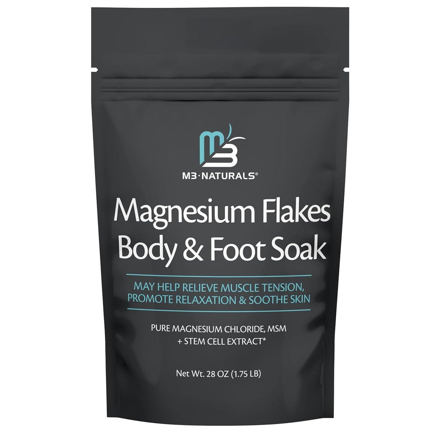 Magnesium Flakes for Bath and Foot Soak Fragrance Free MineralRich Sea Salts for Overworked Feet Dry Skin Sore Muscles Formulated with Stem Cell Extract for Skin Renewal 28 oz 175 lb by M3