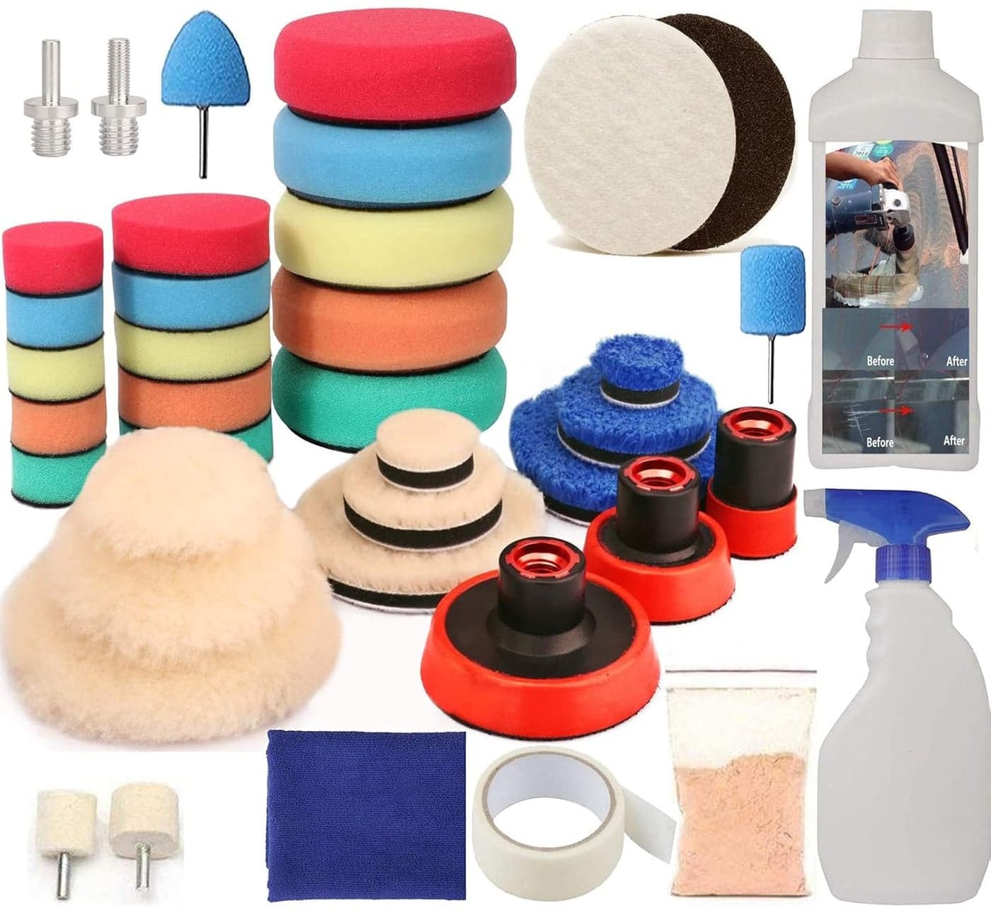 DIY Crafts 150 Grm Cerium Oxide, 1inch Kit, 11-19x Polishes Set 1-7" Drill Buffing Buffer Pad Polishing Pad Kit, Backing Pad Adapter Power Tools Polishing Pads Pa(150 Grm Cerium Oxide, 1inch Kit)