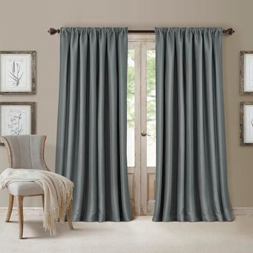 Elrene Home Fashions All Seasons Energy Efficient Room Darkening Rod Pocket Window Panel, 52" x 84" (1), Dusty Blue
