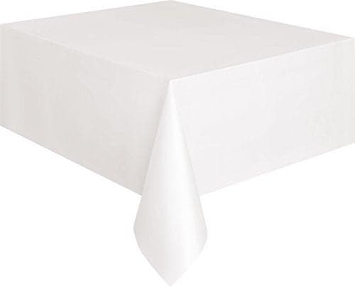 White Solid Rectangular Plastic Table Cover (54" x 108") 1 Count - Elegant Design & Premium Quality, Ideal For Parties, Events & Everyday Use