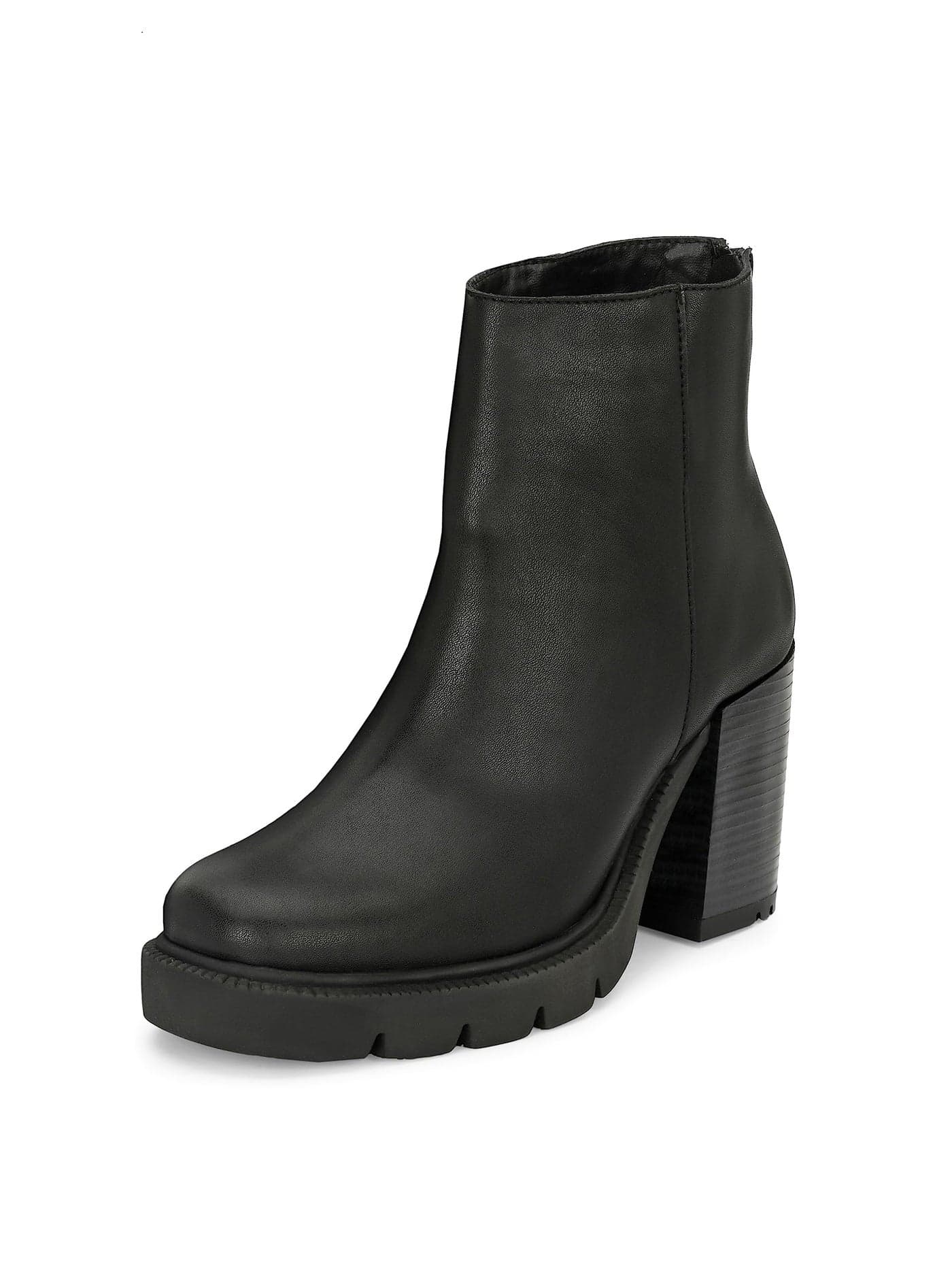 EL PASO Black Faux Leather High Heel Chelsea Boots for Women - 7 UK