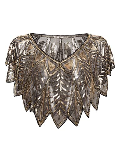 BABEYOND 1920s Shawl Wraps Sequin Beaded Evening Cape Bridal Shawl