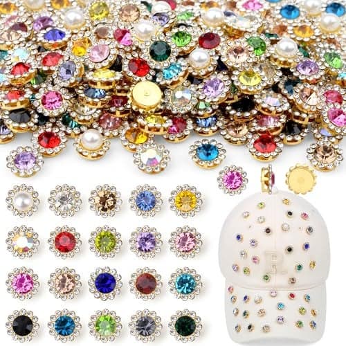 QINJIEJIE 200PCS Flower Rhinestones Sew on Rhinestones for Crafting Claw 12MM Crystal Glass Metal Base Rhinestone for Bedazzling Garments for Sewing Hats Bags Clothes Shoes Belts Crafts Accessories