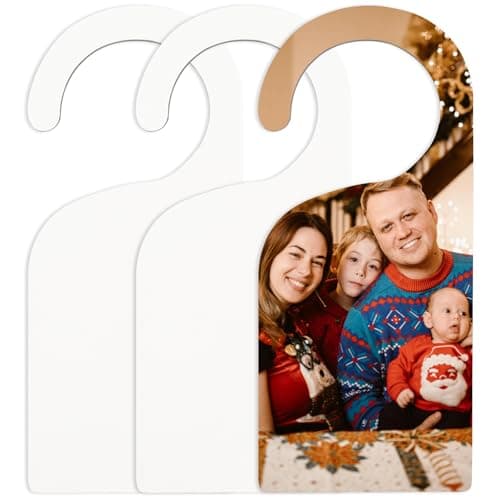AUEAR, 3 Pack Sublimation Blanks Door Sign Wooden Hanger MDF Hardwood Hang Tag for Home Office