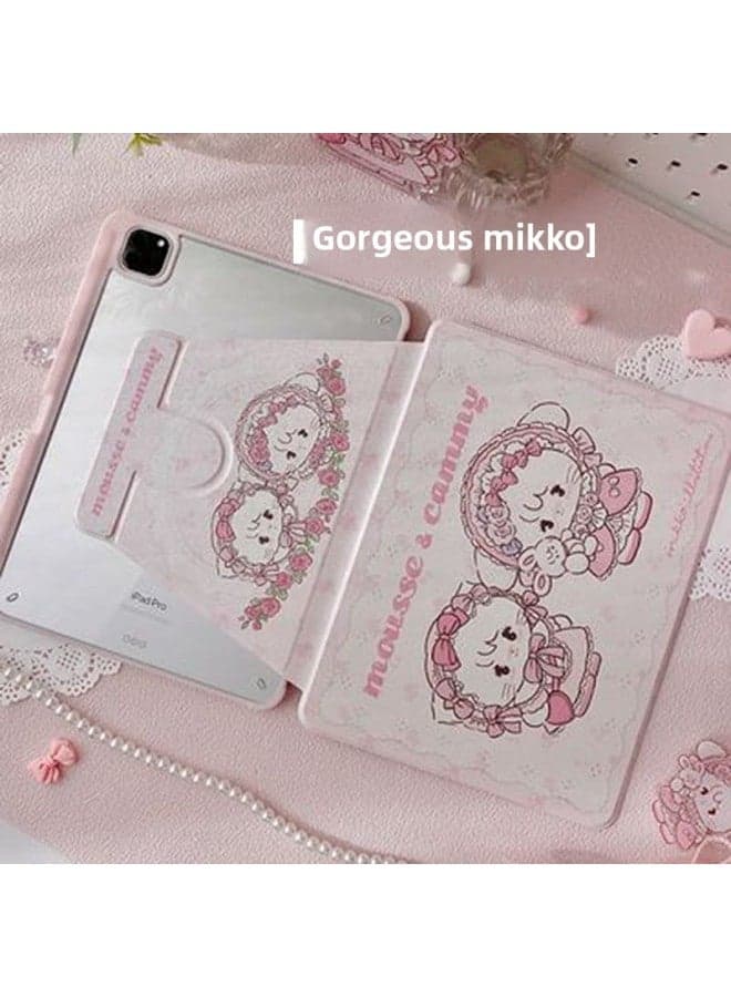 For Ipad9 Flat Protective Case Acrylic Pro11Air9.7 Cute Cat Rotating Painted IPad Case-Color:Gorgeous Mikko】-Applicable Model:Ipad7/8/9 Generation (10.2 Inch)