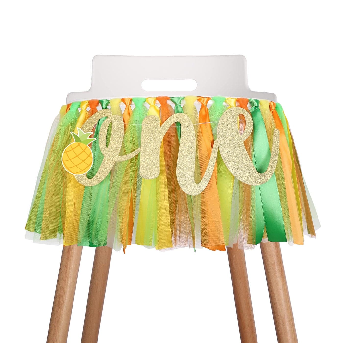 Pineapple Highchair Banner Decoration for Baby 1st First Birthday Banner High Chair Fabric Garland Party Supplies Orange Yellow Green Photo Props Handmade
