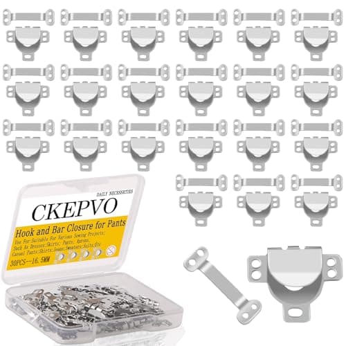 Ckepvo 30 Sets Reinforced Jean Hooks Eyes Closure Heavy Duty Metal Fasteners for Jeans Trousers Denim RepairBras Corsets Delicate LingerieSmall Hidden Fastener DIY Kit Silver 30pcs