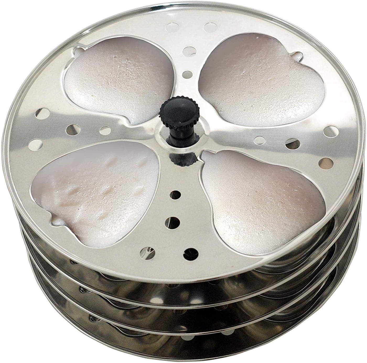 Anjali Kitchenware Stainless Steel 4 Layer Fruit Shaped Idli Plate and Stand (Silver)