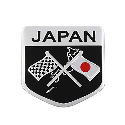 AutoE Japanese Flag Stickers and Decals 3D Japan Logo Styling Full Body Emblem Badge Auto Accessories for Cars (Shield Shape)