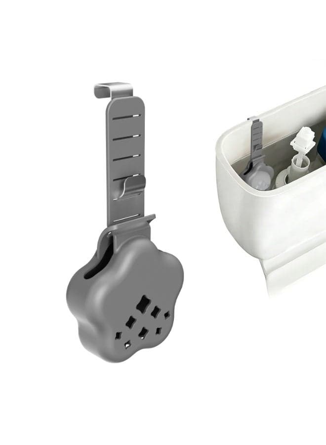 Adjustable Hanging Toilet Tank Cleaning Tablet Holder, No Drilling Toilet Cistern Cleaner Block Basket Prevent Floating Blue Bubble Blocking Water Valve(Gray Star)