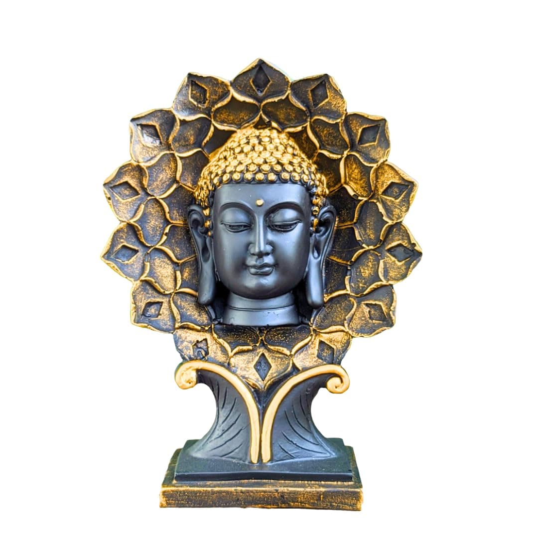 Cozzy India Lotus Face Buddha Black StatueMeditating Buddha Showpiece for officeschoolhome decorative item