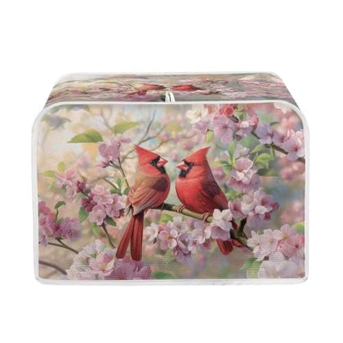 Talayituse Cardinal Cherry Blossom Print 2 Slice Toaster Covers Dust Protection Bread Maker Covers Toaster Oven Cloth Cover Kitchen Accessories Washable Appliance Cover S