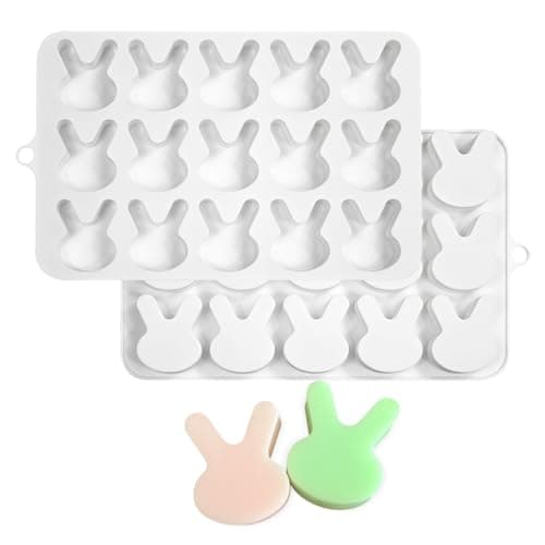 TUKE 15-Cavity Rabbit Candy Silicone Molds Chocolate Truffles Mold,Whiskey Ice Cube Tray,Grid Fondant Mould,Hard Candy Mold Pralines Gummy Jelly Mold (Rabbit H)