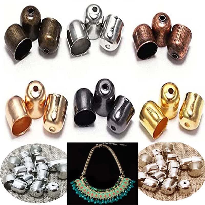 DIY Crafts 400 Pcs Nickel Silver Tassel Leather Cords Buckle End Tip Cap 412mm Suede Fiber Crimps End Beads Caps Metal Cord End Cap for Jewelry Making Supplies DIY Mult 400 Pcs Nickel Silver