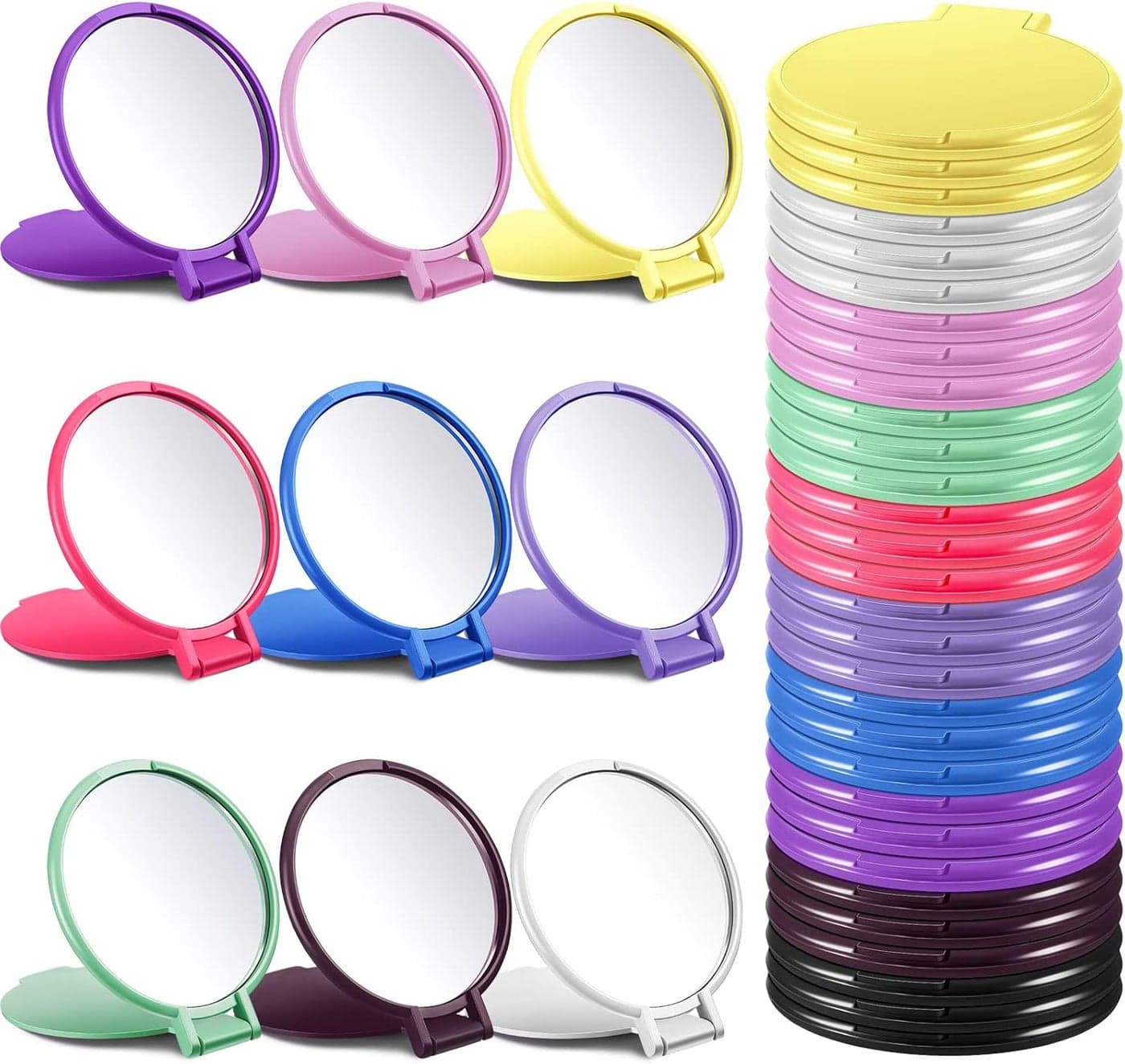 Juexica 180 Pcs Compact Mirror Bulk Round Mini Folding Mirror Portable Pocket Makeup Small Vintage Travel for Cosmetic Purse Bag Women Daily Use