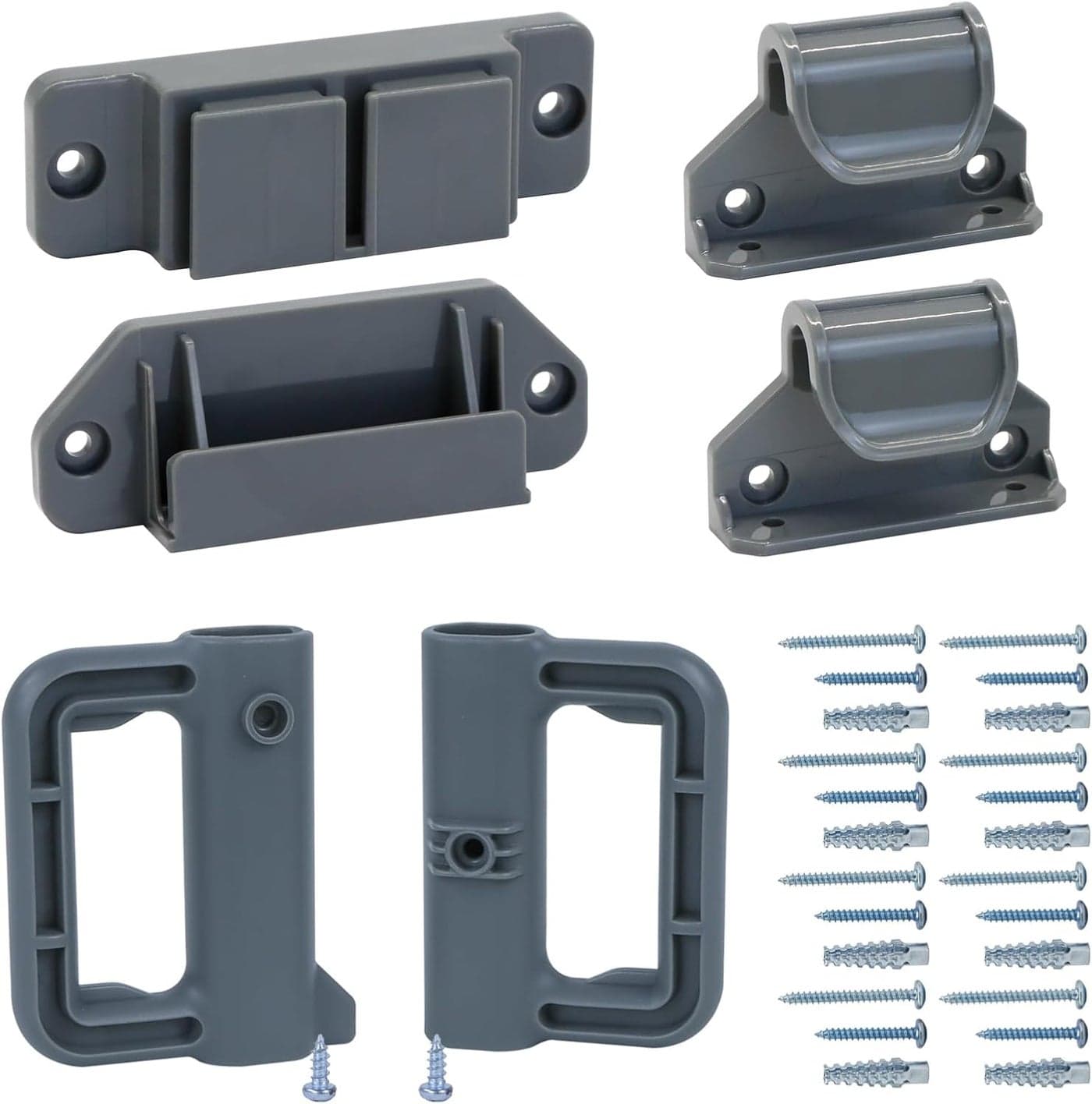 KISKIZ Extra Wide Retractable Baby Gate Replacement Parts Kit Gray Full Set Wall Mount Accessories with Brackets Latches Hooks Screws