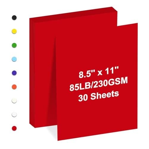 Cardstock 85 x 11 Cardstock Paper 85 lb230 gsmRed Card Stock for PrinterDrawingGift tagsInvitations Cards etc Red 30 Sheets
