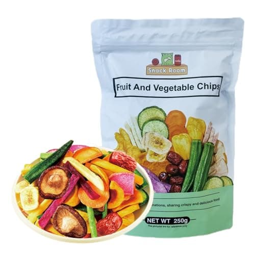 XCVFDVOR Freeze dried fruit and vegetable crisps | Dried vegetable slices | Dried fruit slices| Fruit and Vegetable Crisps | 12 different fruit and vegetable crisps | 8.8 oz resealable bag