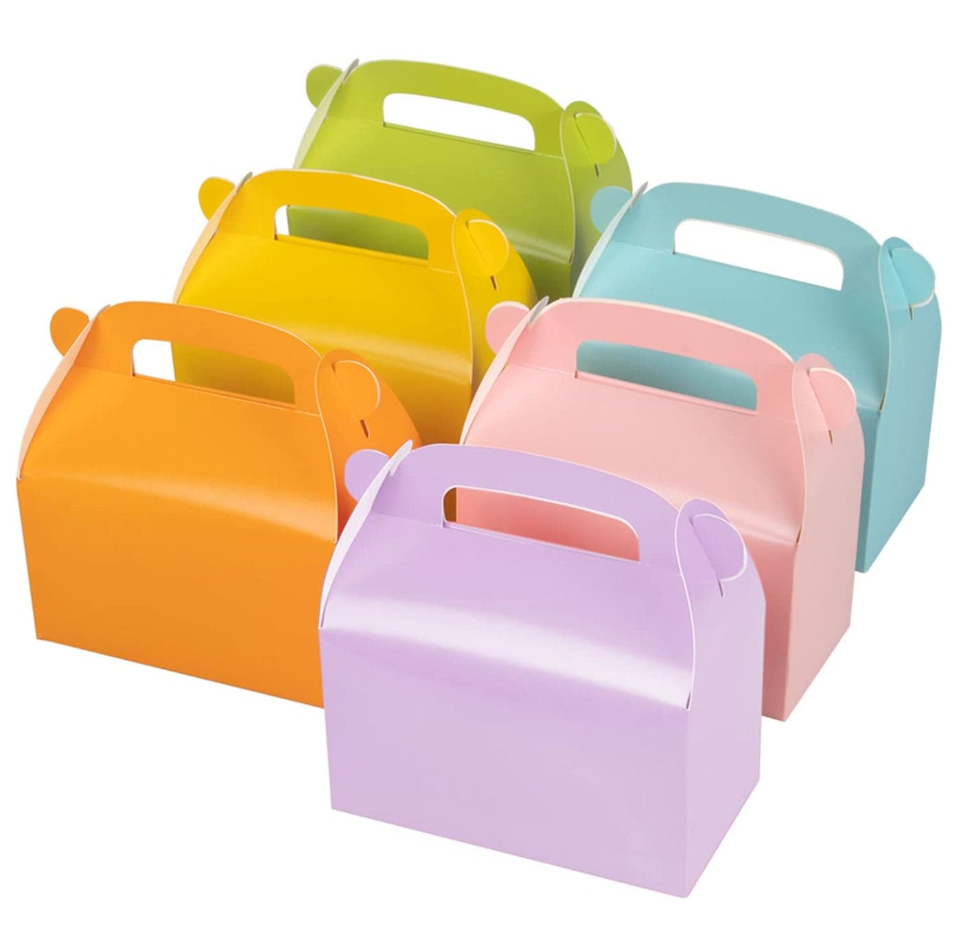 Oletx 30Pack Colorful Party Favor Treat Boxes Goodie Boxes Gable Paper Gift Boxes with Handles Perfect for Rainbow Party Decoration Supplies