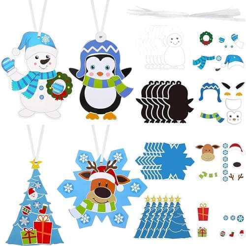 Civaner 32 Sets Christmas Crafts for Kids Christmas Arts and Crafts DIY Xmas Tree Ornament Kit Make Your Own Xmas Craft Projects for Kids Ages 68 812 4 Styles
