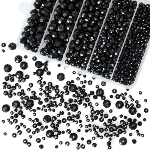 Laopottbeads 800Pcs 46810mm Round Crystal Glass Beads for DIY Jewelry Ideal for Bracelets Necklaces Pendants and Handmade Craft ProjectsBlack