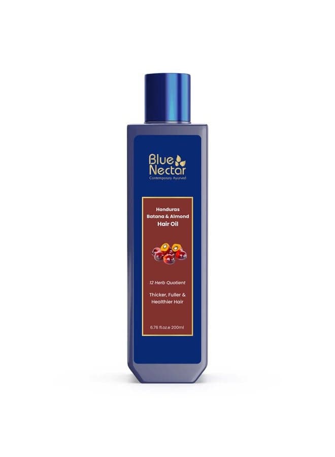 Batana Oil for Thicker Hair | Pure Honduras Batana for Hair Growth with Organic Almond| Ayurvedic Hair Growth Oil for Stronger Hair (12 Herbs, 200 ml)