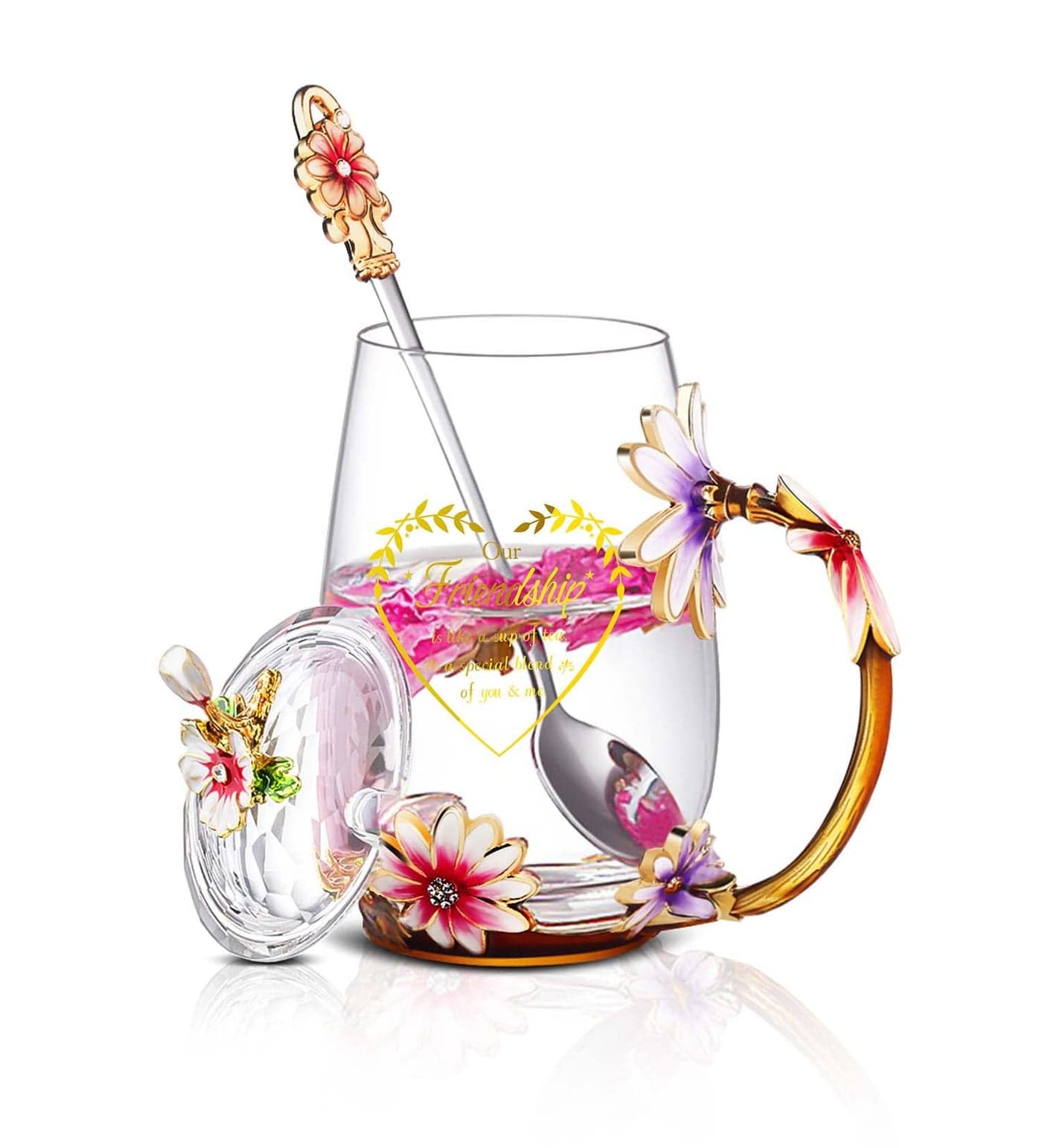 Luka Tech Friendship Gifts For WomenFriend Gifts For Women Lovely Flower Tea Cup Coffee Mug Birthday Gifts For BFF Female Corworker Bestie