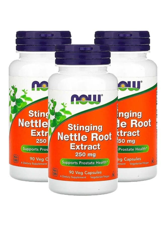 Now Foods Stringing Nettle Root Extract 250mg 90 Veg Capsules (Pack of 3)