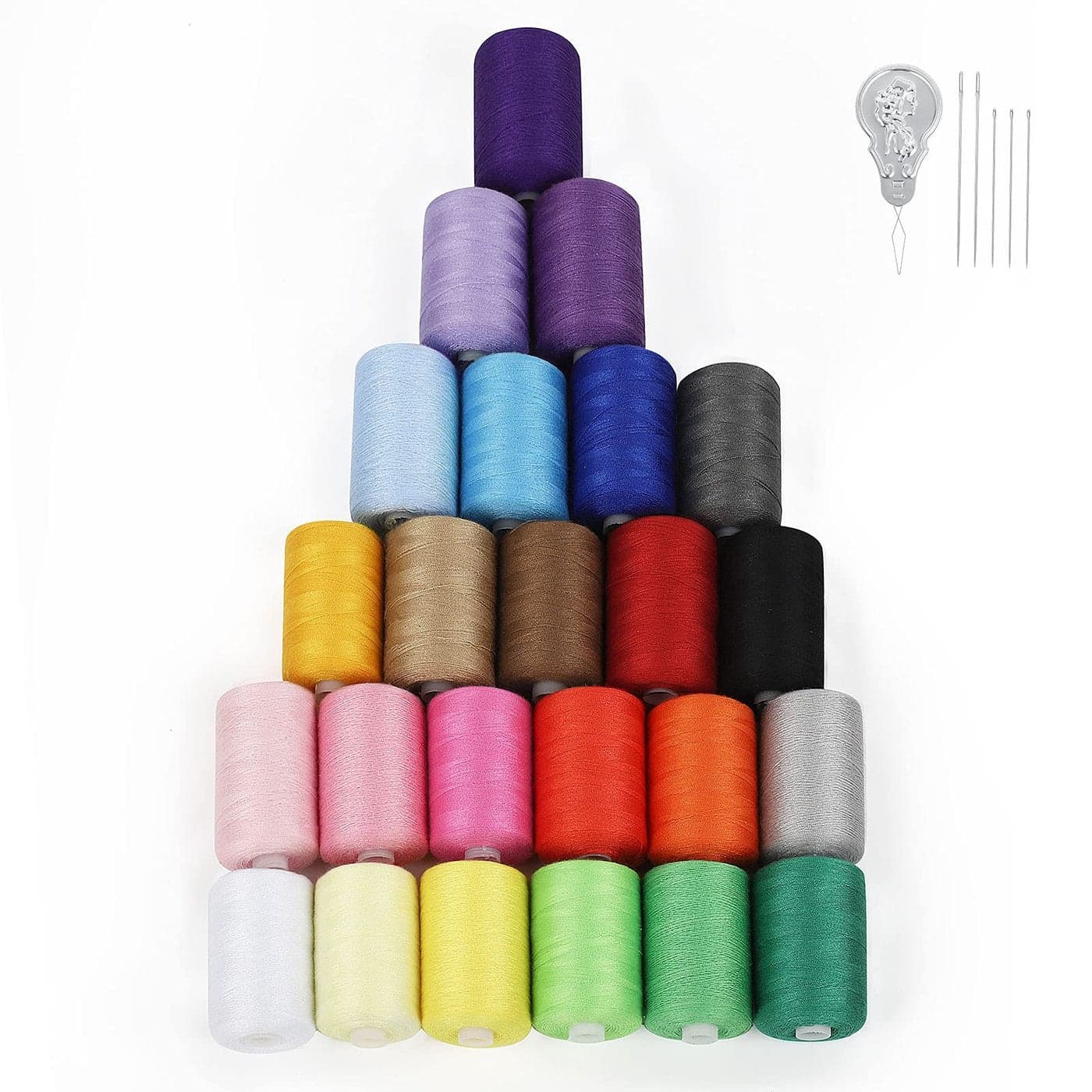 NEX Sewing Thread Assortment Cotton Spools Thread Set for Hand Machine Sewing Quilting Embroidery 24 Colors 1000 Yards Each