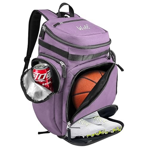 WOLT Basketball Backpack Large Sports Bag with Separate Ball Compartment and Shoes Pocket for Basketball Soccer Rugby Volleyball Baseball