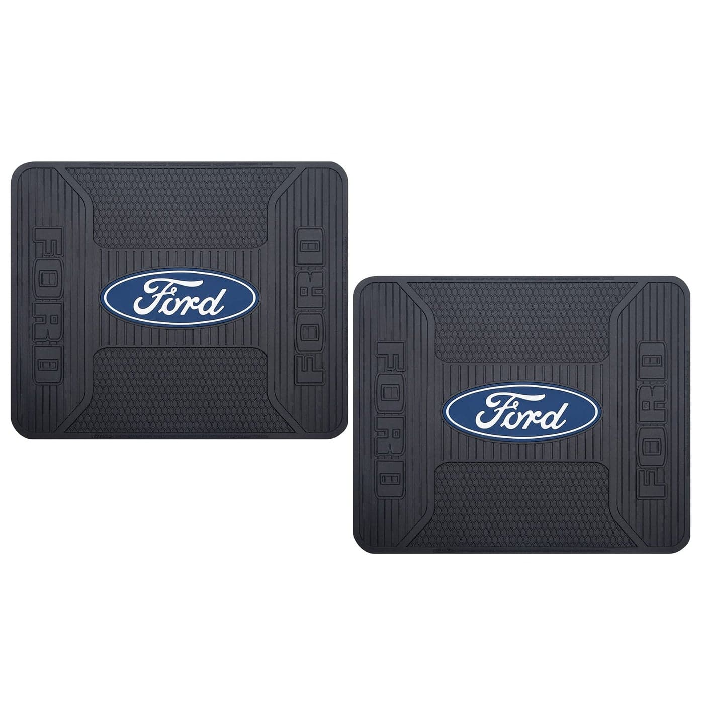 Plasticolor 001219ZX2 Blue Oval Rear Floor Mats compatable with Ford for Car Truck of SUV Set of 2