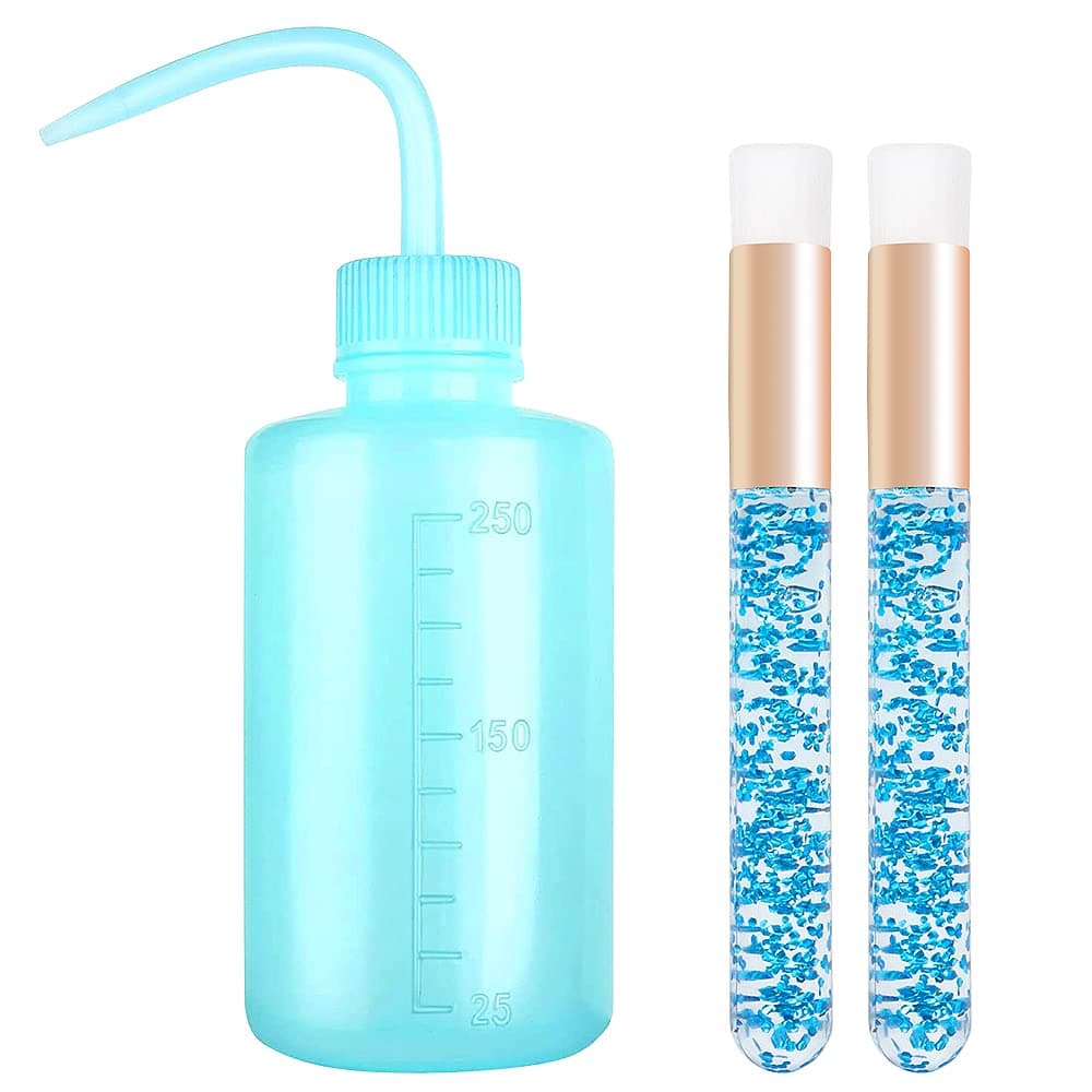 1pcs 250 ML Plastic Satety Lash Cleaning Tatoo Wash Bottles 2PCS Crystal Nose Blackhead Facial Cleaning ShampooBrush for Eyelash Extension SuppliesBlue