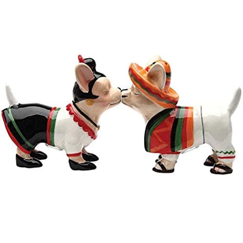 Chi Chi Chi Chihuahua Kissing Ceramic Magnetic Salt and Pepper Shaker Set