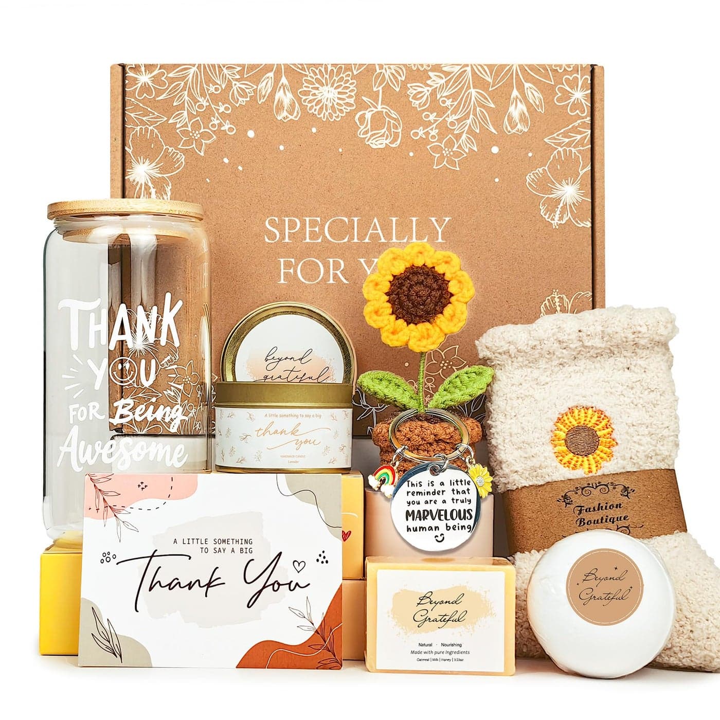 LUICONMO Thank You Gifts for Women Appreciation Gifts for Coworkers Teacher with 16oz Thank You for Being Awesome Glass Employee Appreciation Gift Box Thanksgiving Christmas Gift set