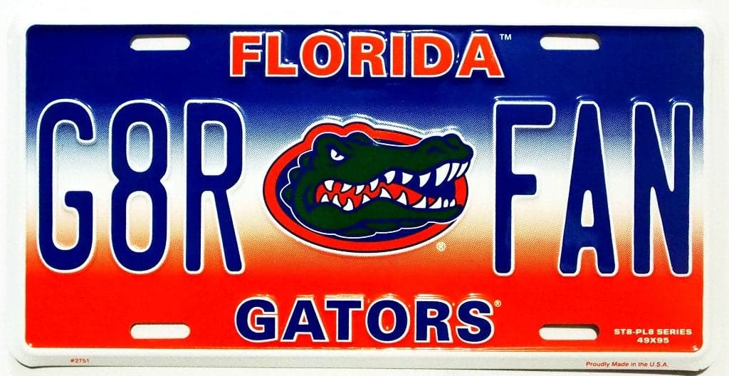 NCAA Florida Gators Embossed Aluminum Team Color Vanity G8R Fan License Plate