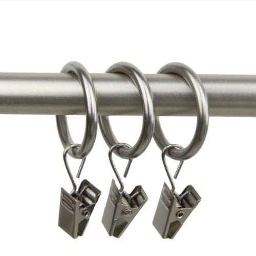 Rod Desyne 10 Count 1Inch Curtain Rings with Clip for Windows Satin Nickel