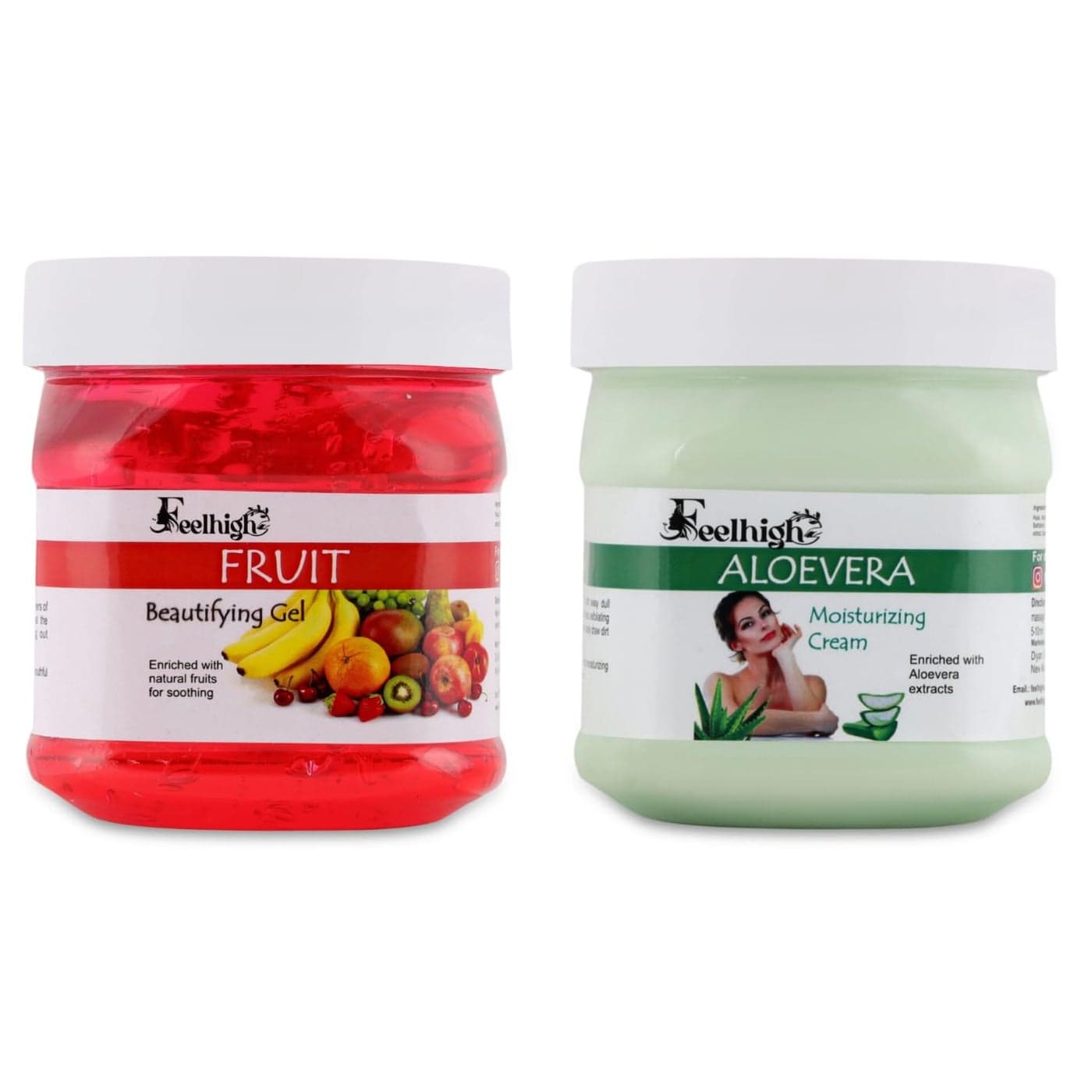 Combo Fruit Face Gel 500ml Enriched with Strawberry Extract for Dead Skin Cell Removal and Hydration Aloe vera Face Cream 500ml Pack of 2 Men and Women Facial Kit