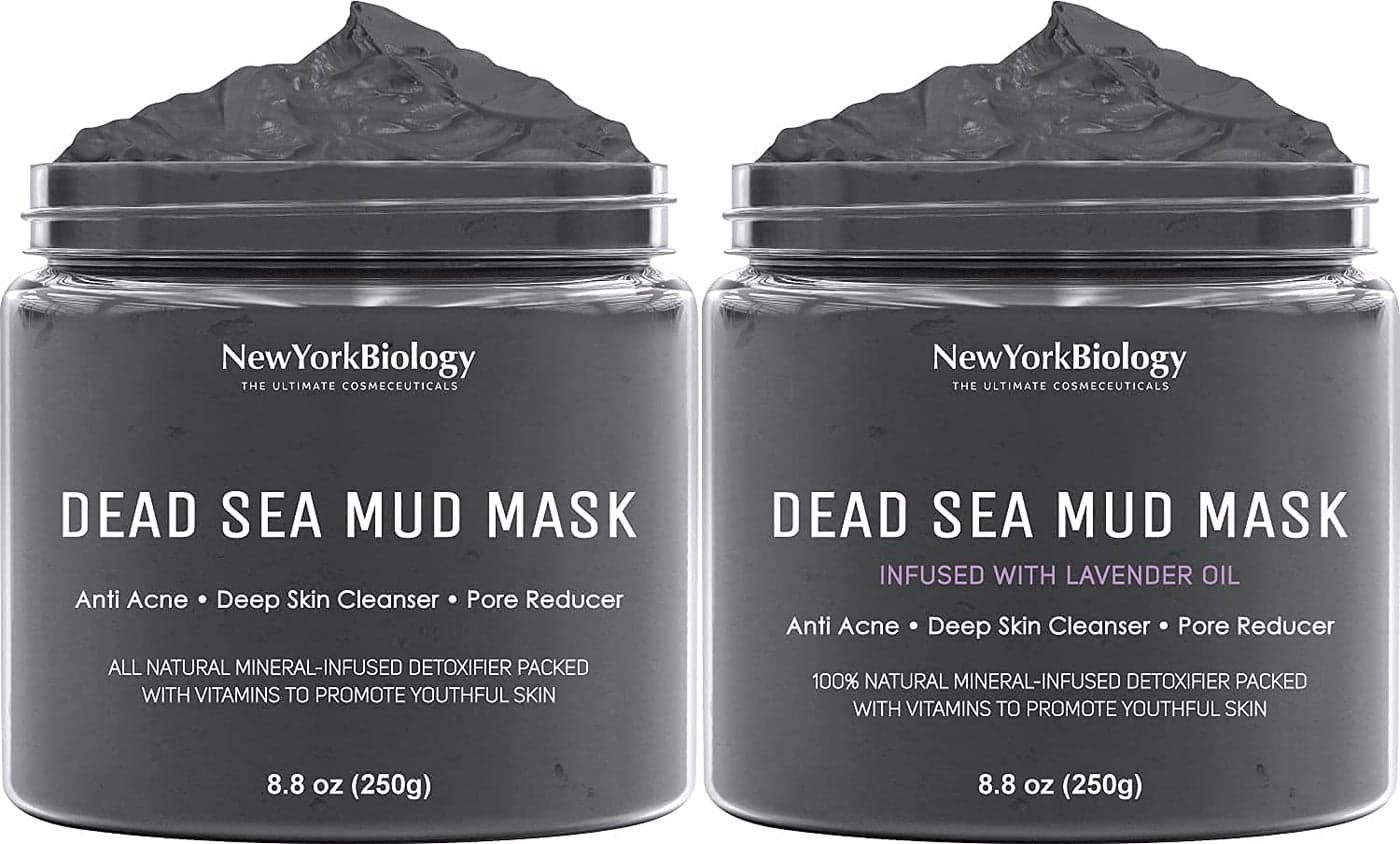 New York Biology Dead Sea Mud Mask for Face and Body with Dead Sea Mud Mask Infused with Lavender Spa Quality Pore Reducer for Acne Blackheads and Oily Skin Natural Skincare 88 Oz