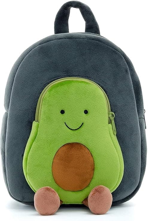 Storescent Kids Velvet School Bag Plush Backpack Baby Girl Preschool Bags Ideal for Baby Boy & Girl Picnic Bags (2-5 Years) (Green-Avacado)