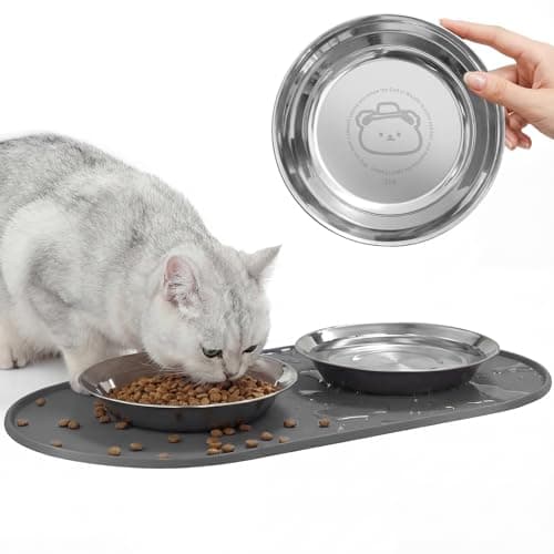 3Pack Cat Bowls with Food Mat63 Inches Stainless Steel Cat Food BowlWide Tapered Design WhiskerFriendly Food and Water Bowl for Feeding Dogs and CatsDishwasher SafeSUS 316
