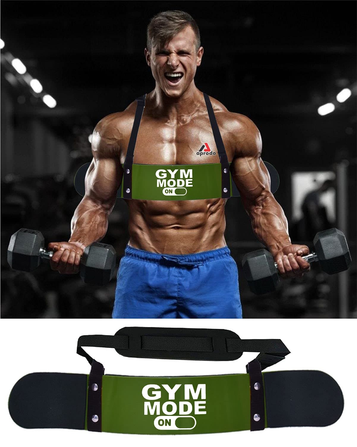 Aprodo New Professional Arm Blaster, Biceps Muscle Workout, Heavy Duty Thick Gauge, Padded, for Men & Women (Gym Mode ON)