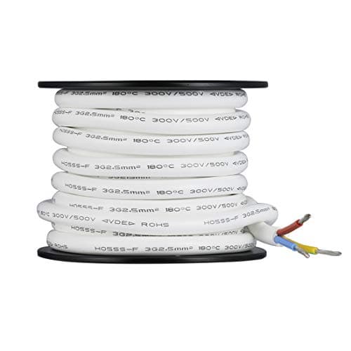 BNTECHGO Ultra Flexible 2.5mm² 3 Conductors Silicone Tinned Copper Wire Spool White 25ft