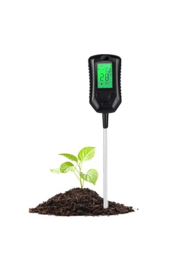 KASTWAVE Soil Tester, 4-in-1 Soil Moisture Meter Digital, PH Meter/Soil Moisture/Plant Temperature/Sunlight Intensity, for Garden, Lawn, Plant Care, Farm and Indoor Outdoor Plants