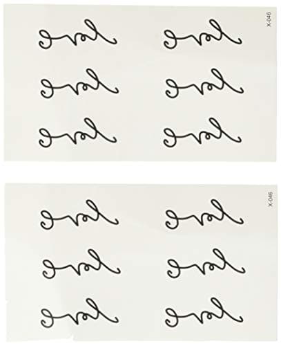 Oottati Small Cute Temporary Tattoo Wrist Handwriting Love (Set of 2)