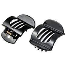 JDYYICZ Black Plastic Barrette Hairpin Clamp Hair Claw Clip 2 Pcs for Ladies