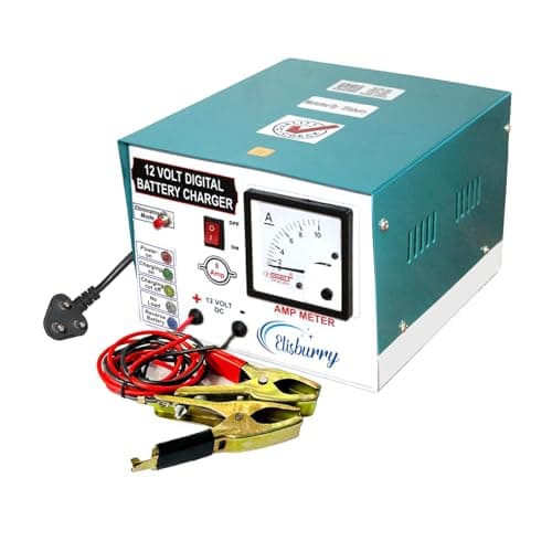 ELISBURRY Heavy Duty Volt Amp Battery Charger for Car & Bike - Auto Cut, Compatible with 4AH to 220AH Batteries, Perfect as a Reliable Car and Bike Battery Charger (8 AMP)